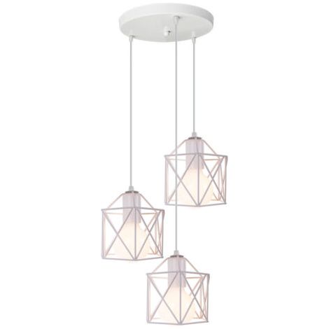 royaluxe- Lampe À Suspension Moderne Blanc 3 Lumières Suspension Luminaire En Métal Rétro Plafonnier D'Intérieur Pour Chambre À Coucher, Café Et Bar (1/4)