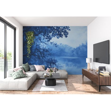Papier peint panoramique paysage bleu - 150 x 250 cm (1/2)