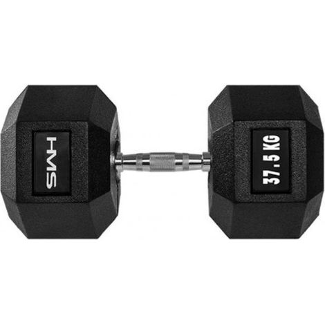 Haltère HMS HEX PRO 37,5 kg - musculation, acier massif