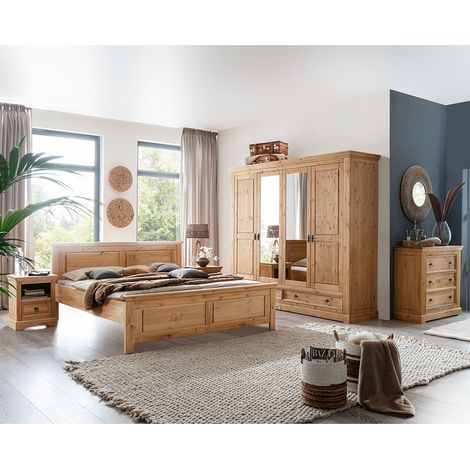 Schlafzimmer Set 5-teilig, Kiefer massiv eichefarben geölt, STEINKJER-69 (1/5)
