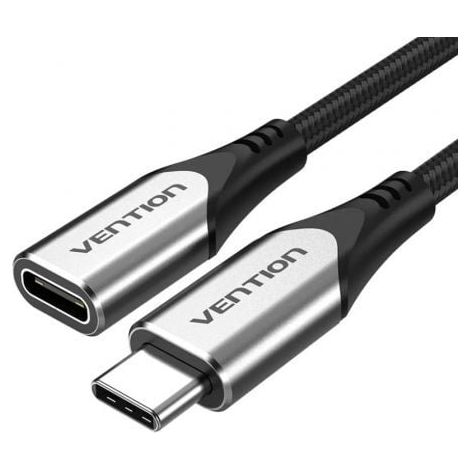 Cable Alargador USB 3.1 Tipo-C Vention TABHF/ USB Tipo-C Macho - USB Tipo-C Hembra/ 1m/ Gris