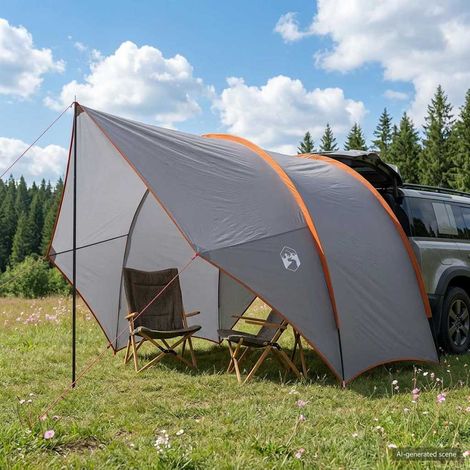 vidaXL Tailgate Awning Water-resistant Grey and Orange (1/5)