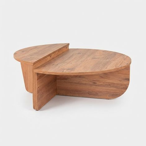 Mesa de centro de diseño moderno con dos alturas Orion - Natural
