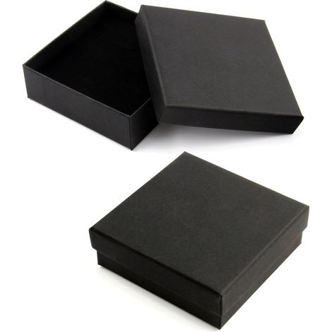 4PCS Boite Cadeau Bijoux, Boite Cadeau Vide, Ecrin Bijoux, Coffret de 4 Boîtes Noires en Kraft 9x9x3 cm pour Bracelets, Bagues, Boucles, D'oreilles, Collier (Noir) (1/5)