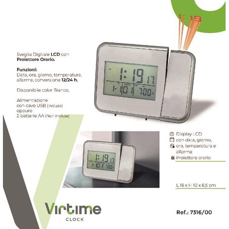 Orologio Sveglia Digitale con Schermo LCD Proiettore Ora (1/2)