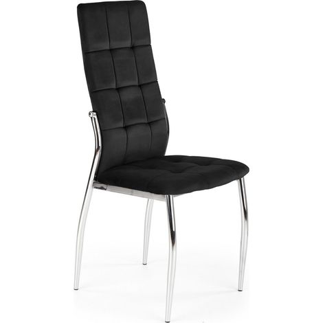Chaise matelassée en velours noir avec pieds en métal Elysium (1/5)