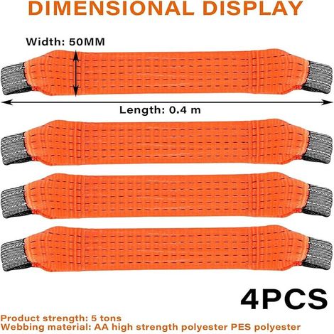 Lot de 4 Sangles d'Arrimage Transversales pour le Transport de Voiture, 50 mm, pour Moto et Auto (1/5)