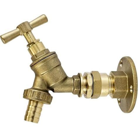 1/2 outdoor garden tap with wall flange for 15mm copper pipe or 15mm plastic pipe (brass bib tap) (1/5)