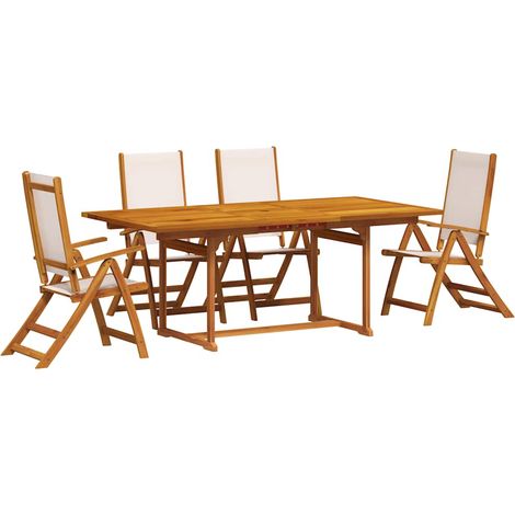 Maison Exclusive - Set Pranzo da Giardino 5pz Legno Massello di Acacia e Textilene