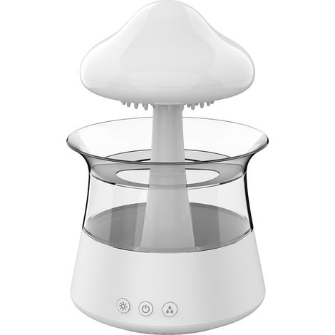 Humidificateur de chambre pluie nuageuse avec sons de pluie apaisants – aide au sommeil, veilleuses cascade, humidificateur de champignons dans la chambre et le salon (blanc) (1/5)