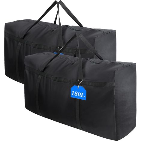 Lot de 2 Sacs de Rangement 180L Pliables en Tissu Oxford Imperméable avec Poignées et Fermeture Éclair – Pour Vêtements, Couettes, Couvertures et Déménagement (1/5)