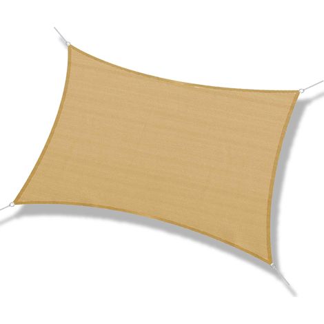 Voile d'ombrage rectangulaire 3 x 4 m polyéthylène Haute densité Protection UV Avec sac de rangement - Coloris sable (1/5)