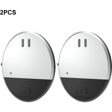 Kit de 2 capteurs sans fil de vibration pour portes et fenêtres – Détection sonore jusqu’à 130 dB – Système d’alarme domestique facile à installer – Couleurs noir et argent (1/4)