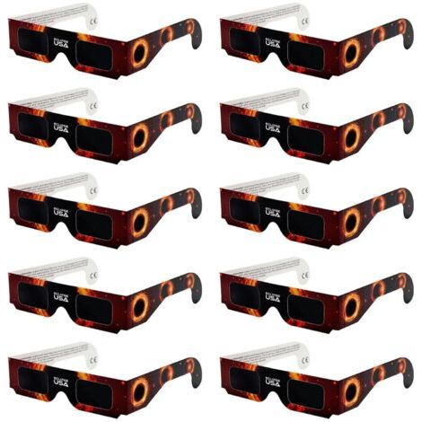 Lot de 10 paires de lunettes pour l'observation des éclipses solaires — Adaptées à l'observation des éclipses totales ou partielles — Lunettes d'observation solaire en carton