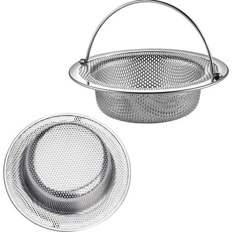 Lot de deux crépines d'évier en acier inoxydable à mailles fines, convenant aux éviers de cuisine et aux canalisations de salle de bain - 110 x 30 mm (1/5)