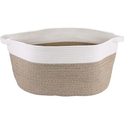 60L 53X38X29Cm Grand Panier À Linge Tressé,Matériau En Coton,Solide Avec Poignées En Cuir,Design Pliable,Rangement Polyvalen[CA61] (1/5)