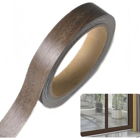 Nastro per mobili 18 mm x 10 m, marrone tè, preincollato, antipiega per impiallacciatura di legno, nastro di finitura per lavori di restauro (1/3)