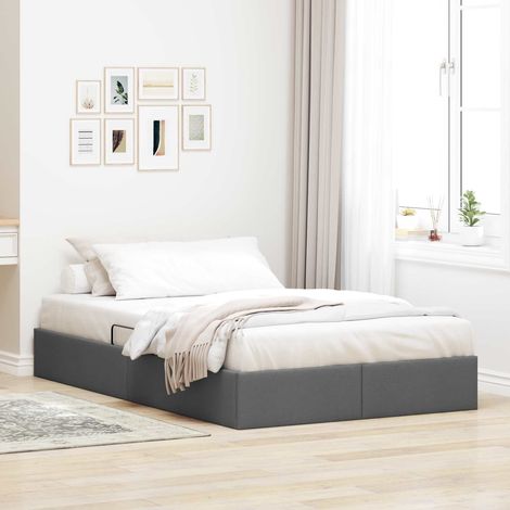 Estructura de Cama Ottoman Gris oscuro 120 x 200 cm tela (1/5)