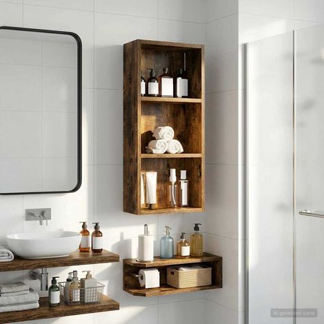 Armario de pared para baño Roble Ahumado 30 x 14 x 70 cm
