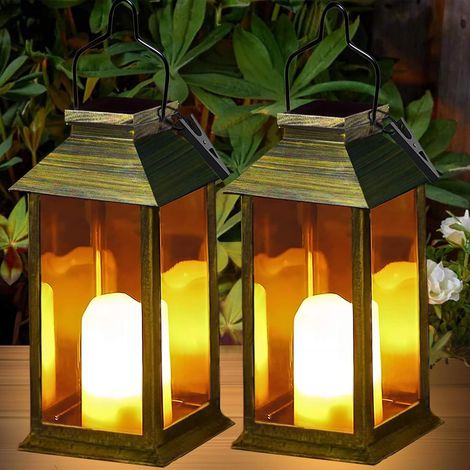 Bougies LED solaires d’extérieur vacillantes – Lot de 2