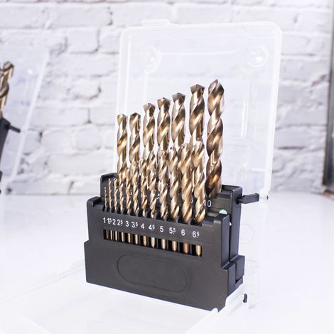 Juego de brocas AIDUCHO M35 de cobalto al 5% (1,5 mm-6,5 mm/13 piezas) para acero inoxidable y metal. (1/5)
