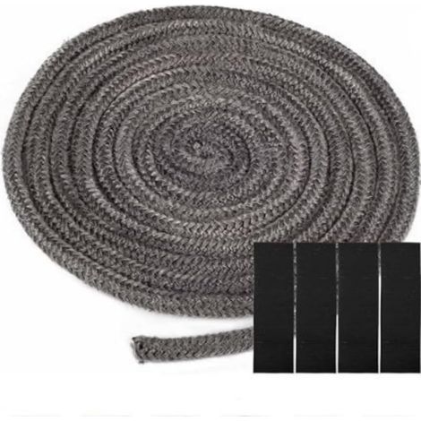 Joint tressé pour insert et poêle, 10 mm x 2.5 m Joint en fibre de verre avec 4 bandes, joint réfractaire, joint pour insert de cheminée pour poêle à bois, cheminée, chaleur