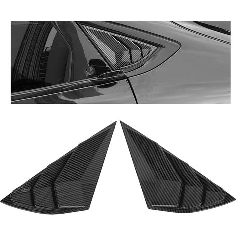 Une paire de caches triangulaires de vitre de montant C avec texture en fibre de carbone, adaptés à la Ford Mustang Mach-E 2021-2023 (numéro de pièce : MA-EX12CF). (1/5)