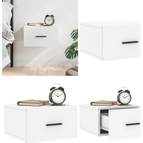 Table de chevet murale blanc 35x35x20 cm - Rangement murale - Table de chevet extensible (1/5)
