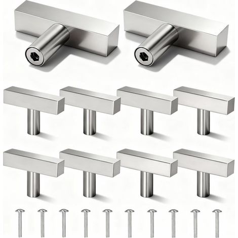 Lot de 10 boutons de meuble avec 10 vis, en acier inoxydable, style vintage, pour tiroir, commode, meubles, cuisine, décoration d'intérieur (1/5)