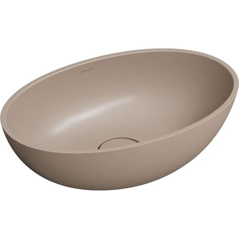 OMNIRES Shell M+ - Lavabo sobre encimera 50x32 cm, sin rebosadero, sin orificio para grifo, beige mate SHELL500UNDB (1/3)