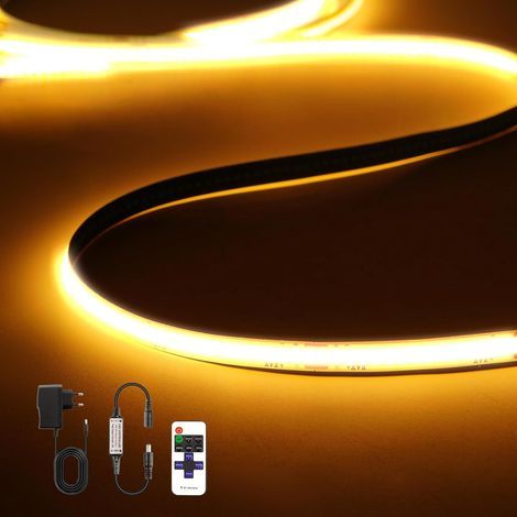 x 24V COB LED Strip, Warm White 2700K, 320 LEDs/M, Dimmable with Remote Control, for Home, Kitchen, Mirror (1/5)