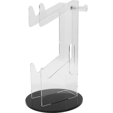 Support Casque et Manette en Acrylique Stable, Support de Bureau Économiseur d'Espace, Transparent et Noir à Base Arrondie, Idéal Cadeau (1/5)