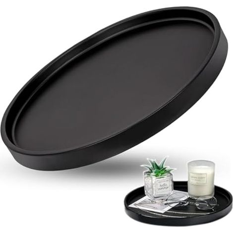 Plateau de Service Rond de 25 cm - Surface antidérapante - Plateau de Serveur - pour Les fêtes, la Maison (1/5)