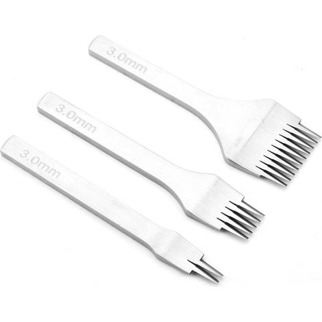 Ensemble d'outils de poinçonnage en acier blanc 2/5/10, ensemble de ciseaux à coudre pour le travail du cuir (3,0 mm) (1/3)