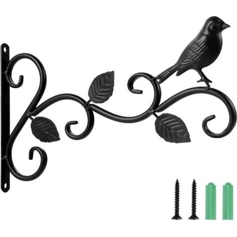 piece wall bracket, hanging bracket, metal hook, wrought iron wall brackets with screws for garden, wind chimes 30X18CM (1/5)