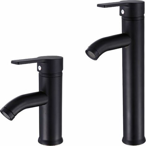 Basin mixer tap Stainless steel hot and cold water faucet European style black basin faucet（low）