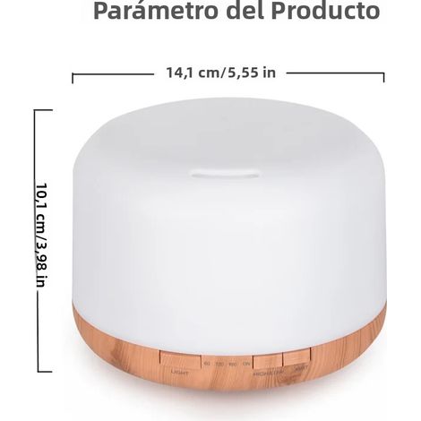 Diffuseur d'huiles essentielles (couleur bois clair) avec veilleuse colorée et mini humidificateur USB effet bois (1/5)