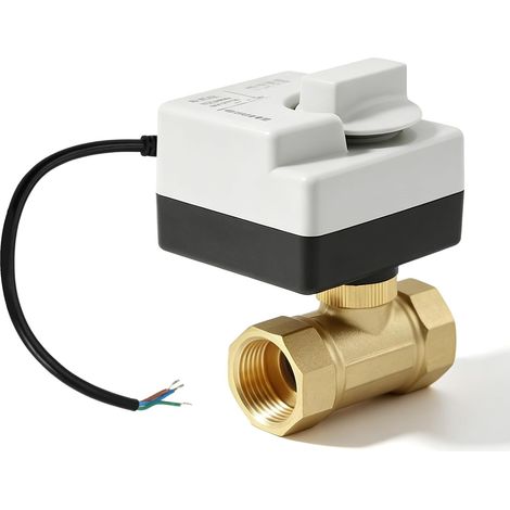 Robinet sphérique moteur DN25 avec fonction manuelle, valve à trois conducteurs, valve de zone en laiton, vanne sphérique électrique 2 voies AC220 V, vanne à eau électrique (1/5)