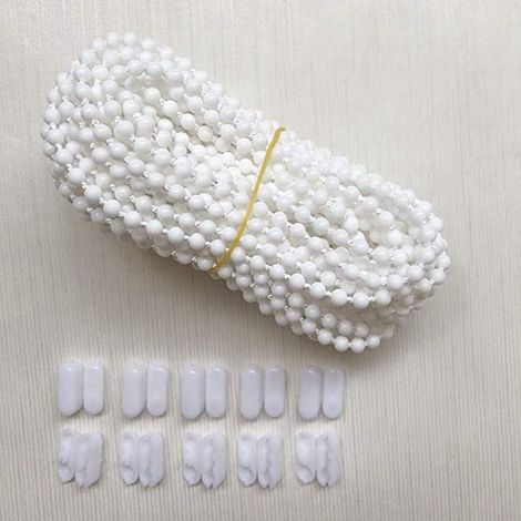 Cadena para persianas de 10 metros – 10 conectores incluidos – Para persianas enrollables, verticales y venecianas – Plástico blanco de alta calidad (1/3)