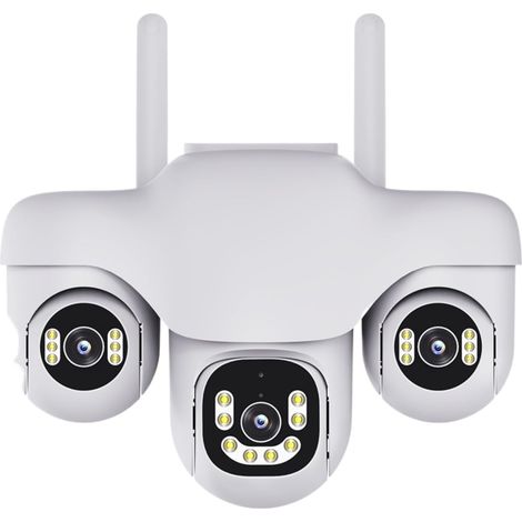 Caméra IP Wi-FI 2 MP avec 3 objectifs, 3 écrans, Suivi Automatique, caméra de Surveillance extérieure PTZ étanche et Vision Nocturne.(WiFi Camera 32G) (1/5)