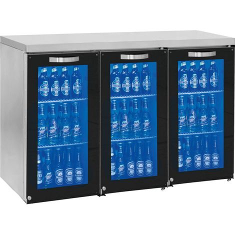 Réfrigérateur bar gauche avec 3 portes battantes en verre, 90/120 bouteilles 1380x500x875 mm - VIRTUS