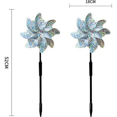 Set mit 10 reflektierenden Windmühlen für Terrassen und Gärten, schreckt Vögel und Tiere ab. (1/4)