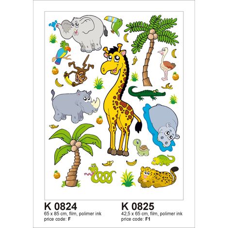 sticker mural animaux de la jungle jaune, vert et gris - Sanders & Sanders