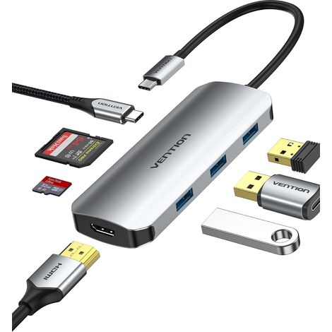 USB-C-Hub, Multiport-Adapter, Dock, 7-in-1 100W (1/5)