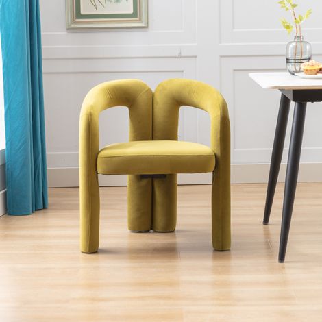 Chaises de salle à manger modernes en velours, chaises décoratives rembourrées/chaises de salle à manger/chaises d’appoint à forme de seau, fauteuils pour salon et cuisine, lot de 2 chaises de loisirs (1/5)