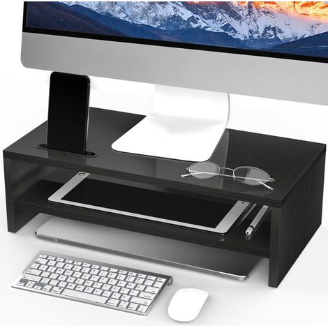 Support d'Organisation de Bureau pour Moniteur - 2 Niveaux, Support pour Ordinateurs Portables avec Gestion des Câbles et Support de Téléphone (1/5)