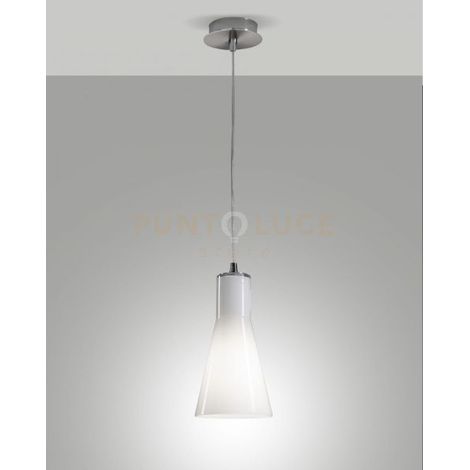 Lampadario Diana Sospensione Cromata 1 Luce Design Metallo Vetro Soffiato