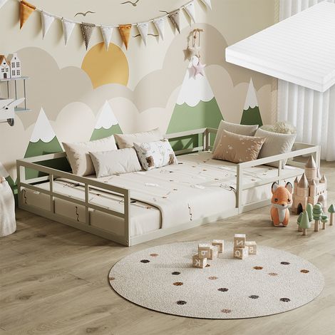 Lit pour enfant Minno, Grège, 120x200 avec matelas, Vitalispa (1/5)