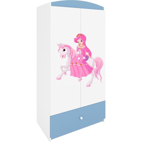 Kinderkleiderschrank mit Schublade Blau – Prinzessin II (1/5)