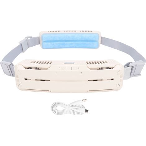 Ortviai Ventilateur de ceinture portable rechargeable USB pour extérieur et sport – Blanc, 5000 mAh, puissant (1/5)
